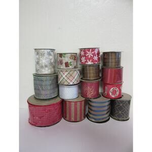 LOT 15 Holiday Christmas Wire Edge Ribbon 2 1/2" & 4" d stevens Assorted Ribbon
